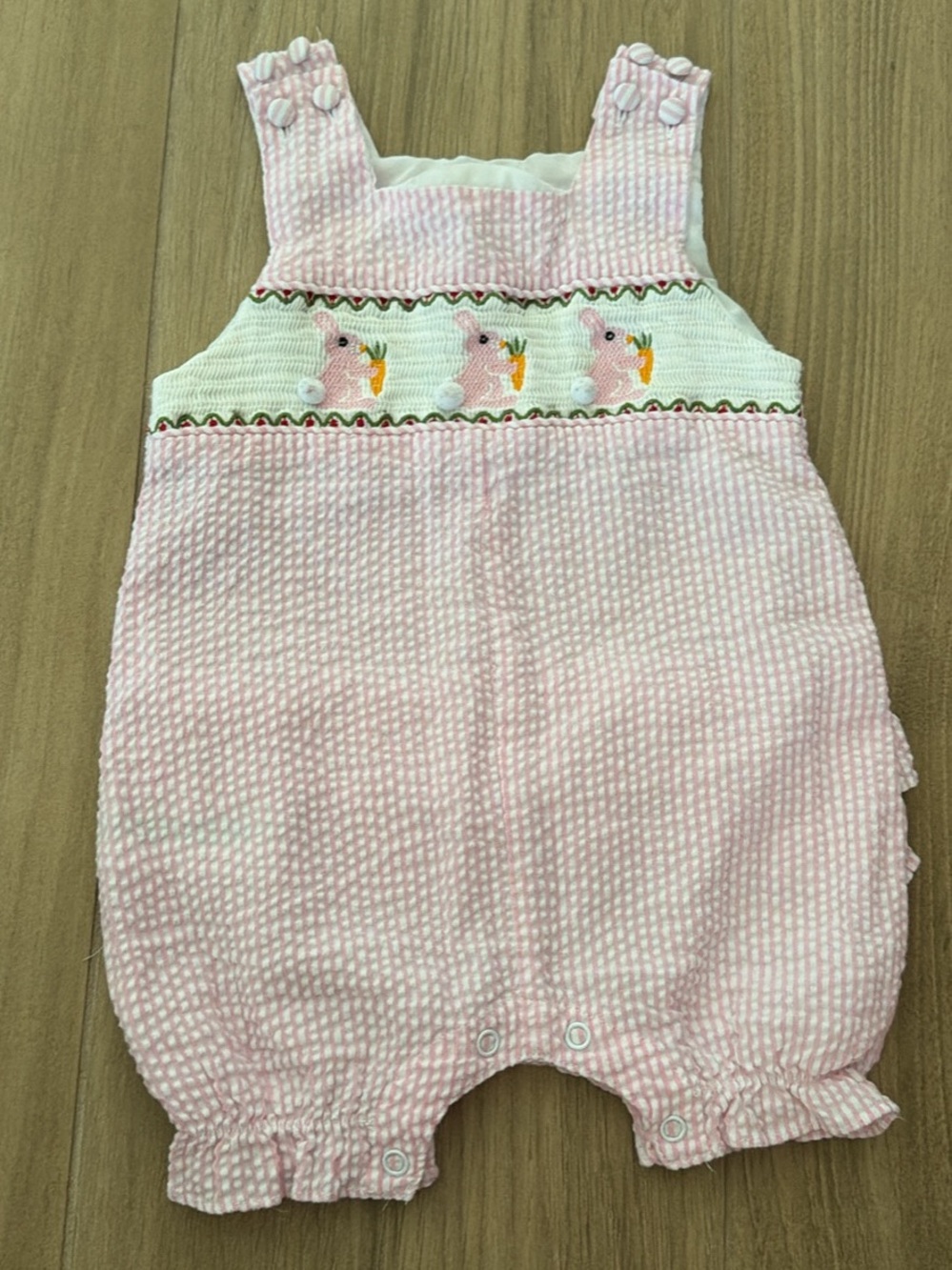 Pink Smocked Bunny/Easter Embroidered Baby Outfit
